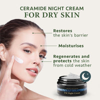 Night Cream Ceramide Moisturiser 50ml, Face Cream for Women with Shea Butter Squalane and Aloe Vera for Sensitive and Dry Skin Moisturiser Face Women - Face Care - Face Moisturiser - Satin Naturel