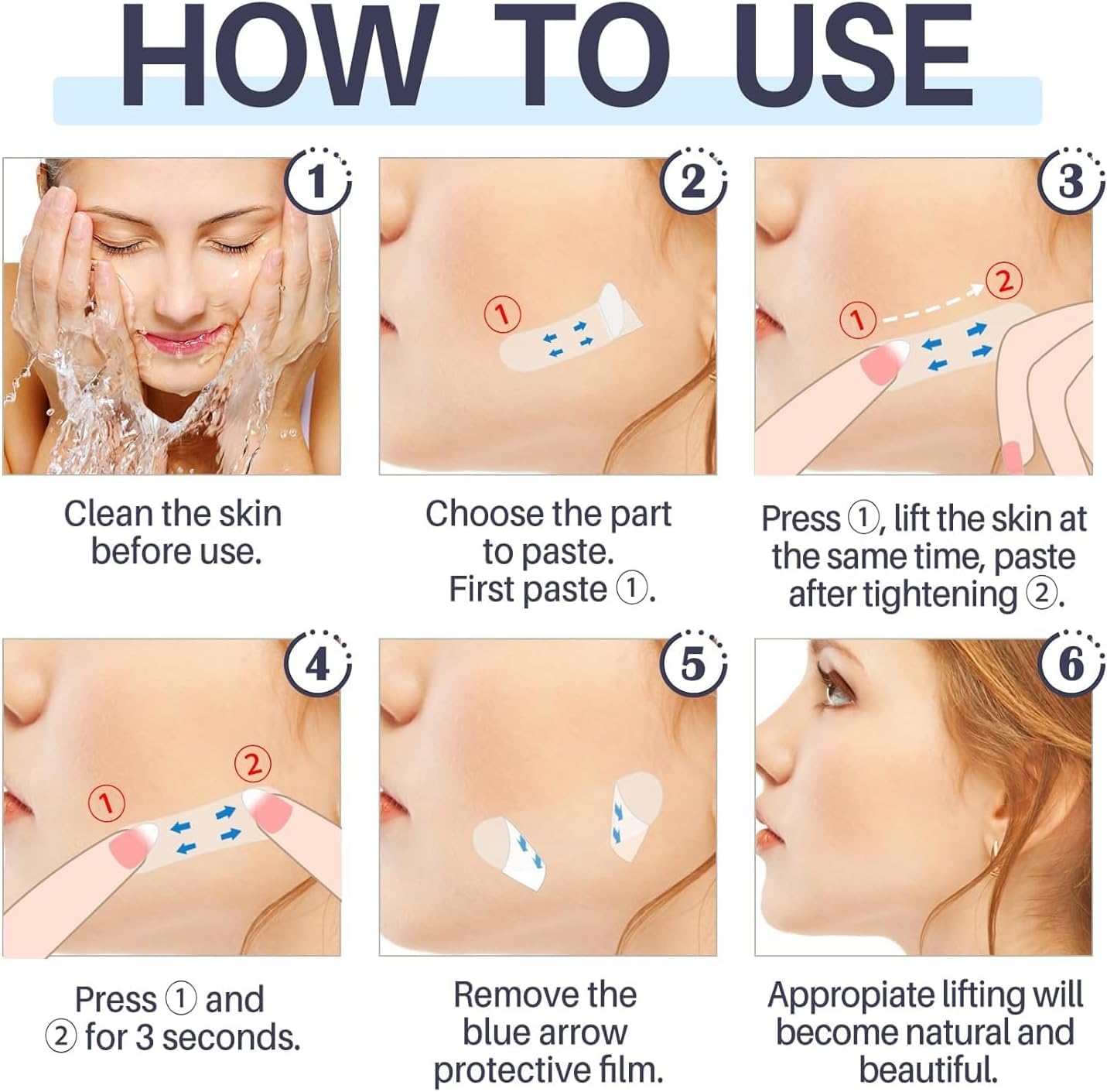 ZQUKAMZ Face Lift Tape,Face Tape Lift Invisible Waterproof Face Stickers, Instant Makeup Face Lift Tool, Face Lift Stickers for Concealing Wrinkles Double Chin Sagging Tightening Skin 40Pcs