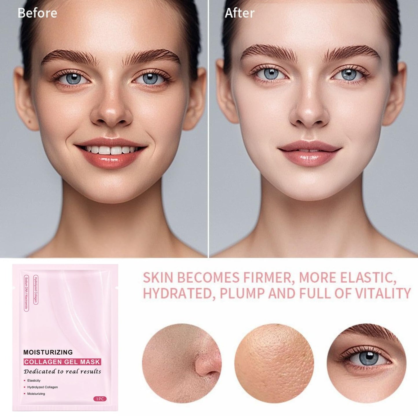 Trendyfave Collagen Face Mask, Pink Collagen Jelly Gel Mask, Korean Face Mask, Collagen Mask - Collagen Overnight Face Mask, Pore Minimizing, Moisturize, Firm & Enhance Skin Vitality, Face Masks Beauty 4Pcs