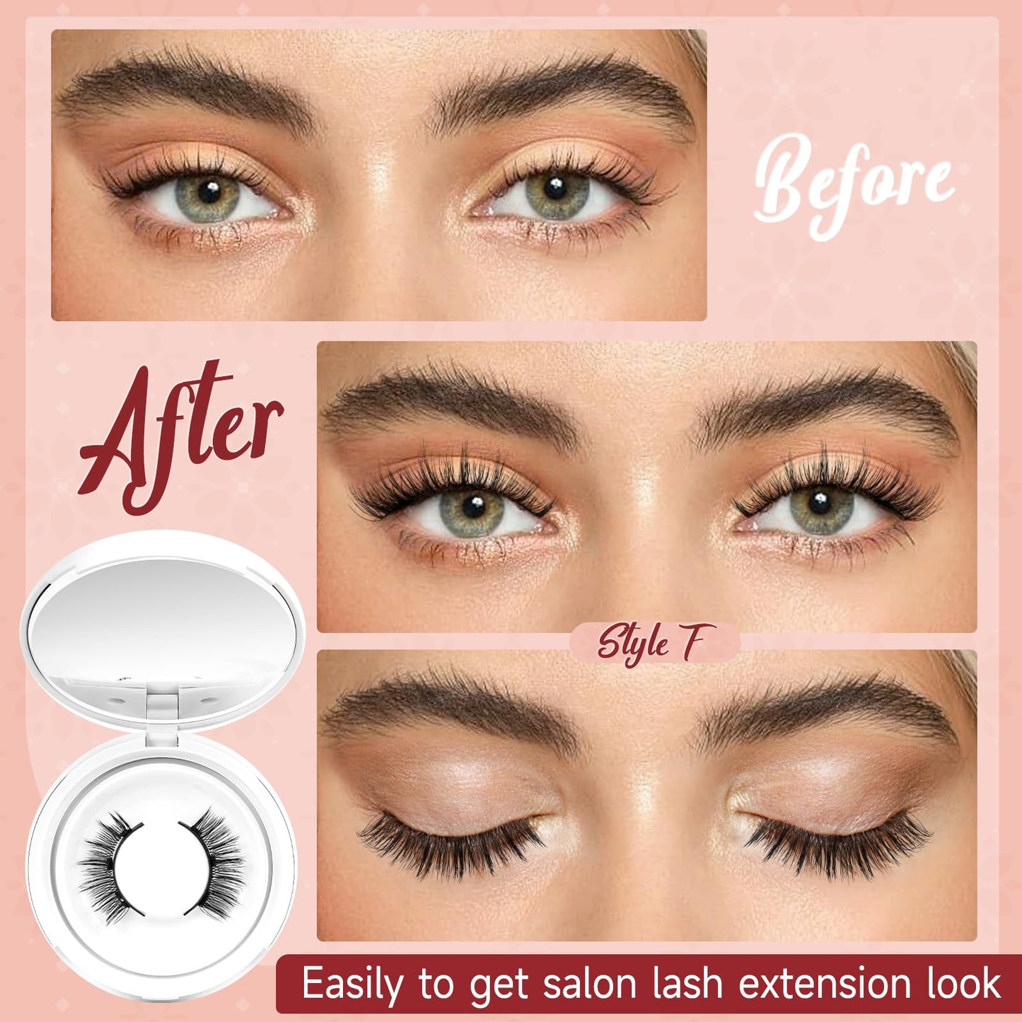 Magnetic-Lashes with Applicator, Higu clace Magnetic-Eyelashes No Glue or Eyeliner Needed, 1 Pair Reusable Magnetic Eye Lashes Kit Natural Look, Eyelashes Magnetic Easy to Wear and Remove(STYLE F)