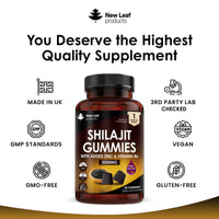 Shilajit Gummies - Enriched with Zinc & Vitamin B6 - High Strength 3000mg Pure Himalayan Shilajit Gummies Providing 50mg Fulvic Acid - Berry Flavoured, Vegan Shilajit Gummies by New Leaf