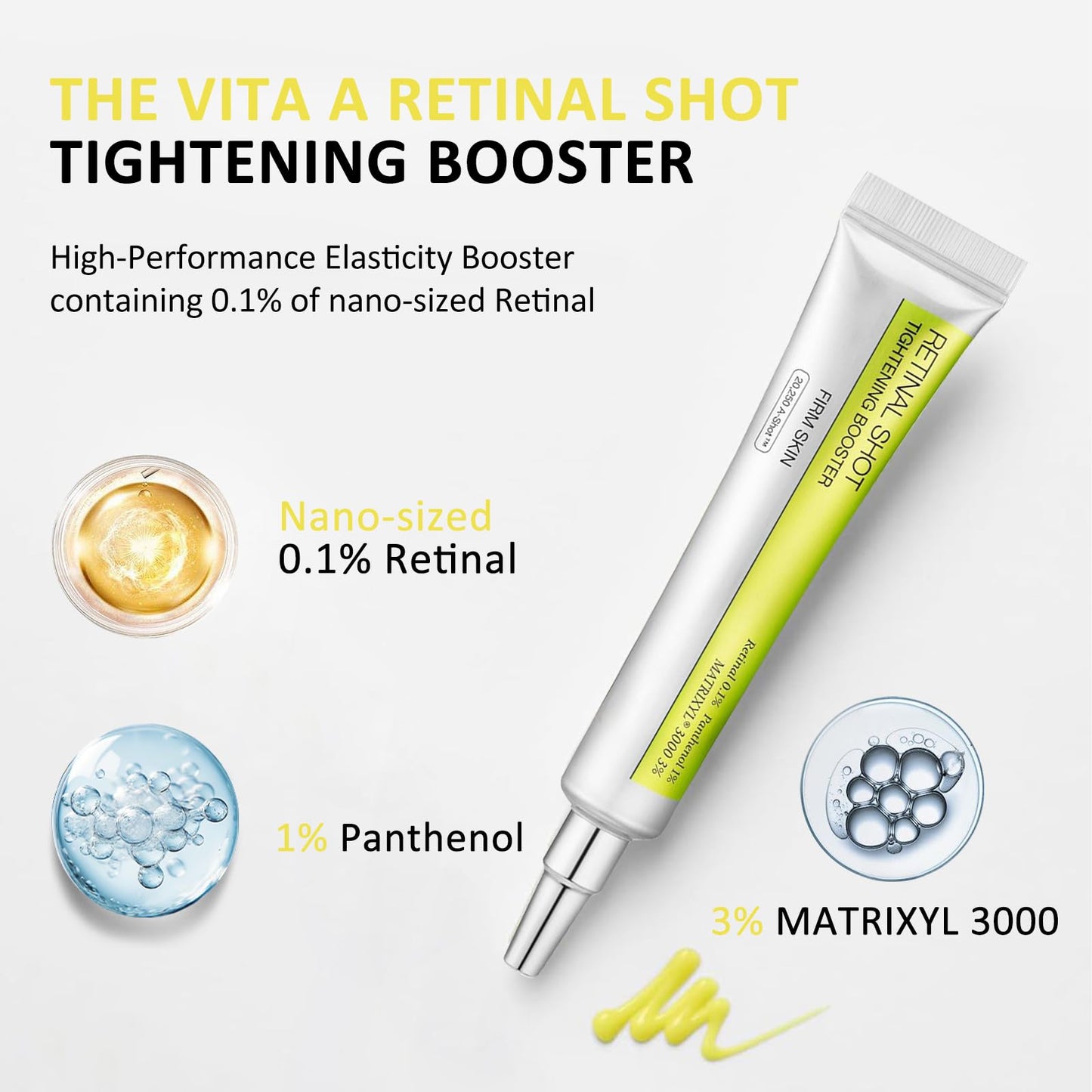 Shefave Vita A Retinal Shot Tightening Booster, Retinol Serum For Face, Anti Aging & Anti Wrinkle Serum | Pore Minimizer, Wrinkles & Fine Lines, Firmer Skin, Intense Hydration, 15ml (1 Pack)
