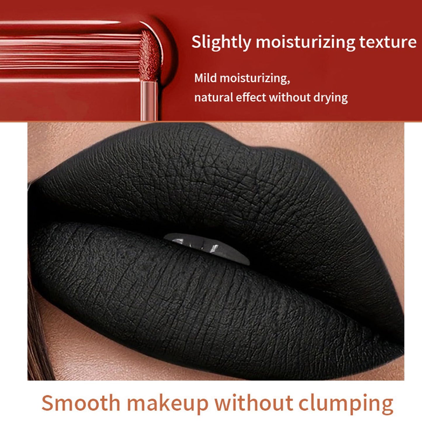 GEEWHILE Black Lipsticks for Women Long Lasting Black Liquid Lipstick, Waterproof Matte Liquid Lipstick Highly Pigmented Black Matte Lipstick Moisturised Black Lip Gloss for Halloween Cosplay