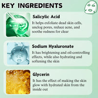 ISBEAUSOLS Salicylic Acid Face Masks 6pcs, Acne Removal Face Mask Set, Moisturizing & Hydrating Sheet Masks, Advance Face Masks Skincare, Soothes Redness, Shrink Pores, Face Mask Gift Sets for Women
