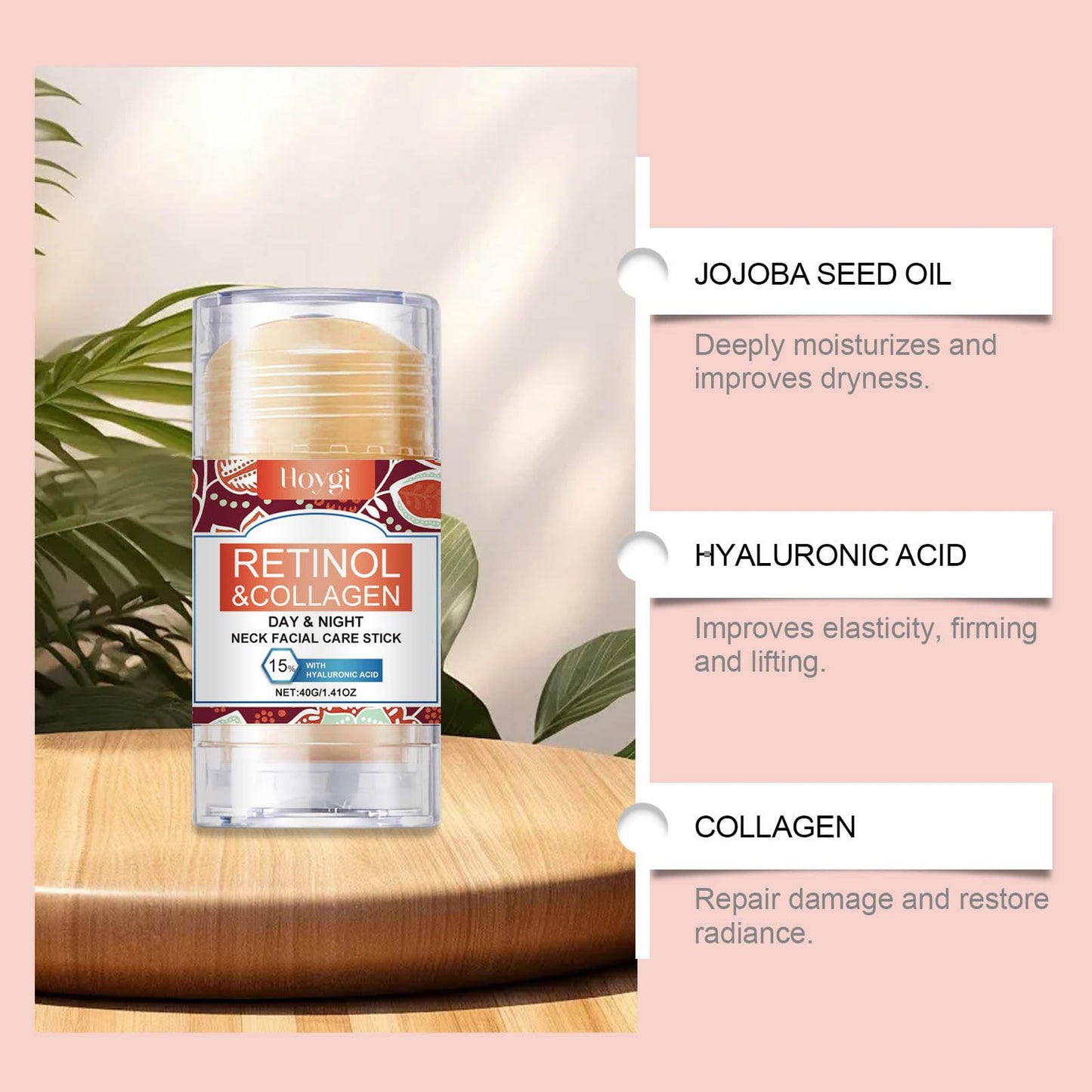 Grospe Retinol & Collagen Neck Facial Care Stick Neck Firming Cream Anti Aging Neck and Décolleté Firming Cream Day & Night Neck Tightening Cream Hydrate Skin Firm Repair Sagging Rejuvenate Skin 40g