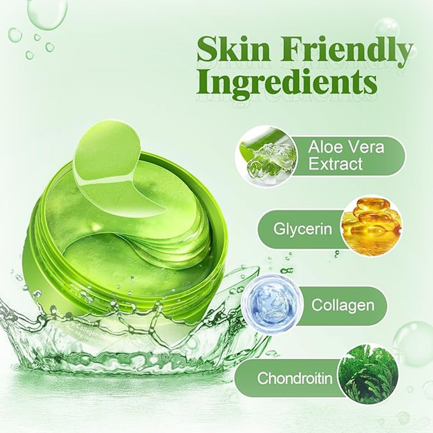 FANFALUV Aloe Vera Under Eye Gel Patches,Under Eye Patches,Under Eye Mask For Puffy Eyes,Eye Bags Remover,Moisturizing,Anti Aging,Anti Wrinkle,Dark Circles-Collagen Eye Patches 60pcs (ALOE VERA)