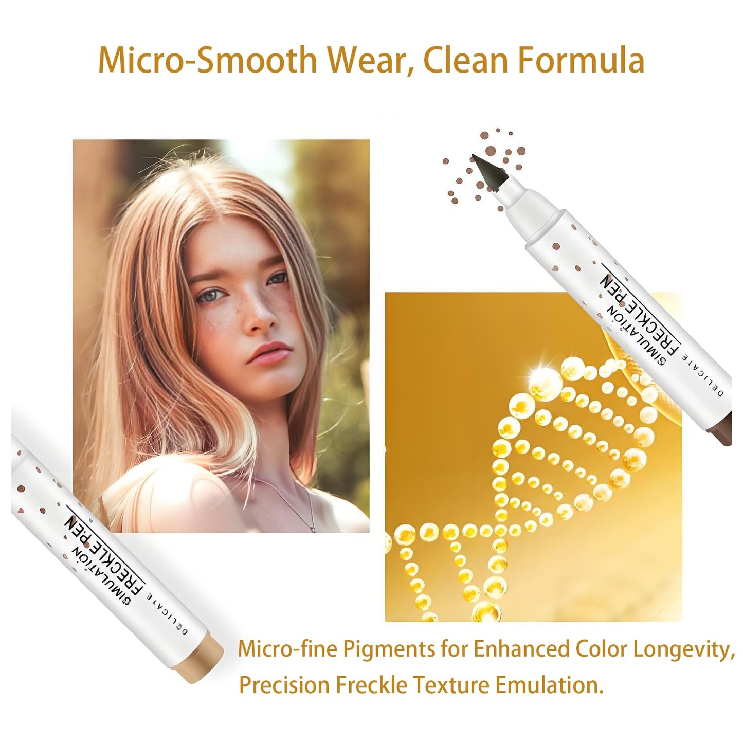 Generic 4-in-1 Freckle Pen – Waterproof Long-Lasting Freckle Makeup Pen with Fine Tip, Hypoallergenic Skin-Friendly Formula, Dual Colors (Light Brown & Dark Brown) for Natural Sun-Kissed Look