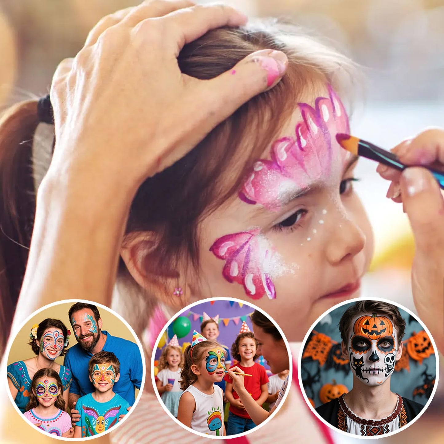Lubarion Rainbow Face Paint for Kids and Adults, 50g Professional Body Paint Palette, Skin-Friendly Makeup for Face Painting, Festivals, Parties, Halloween, Cosplay, Easy to Apply & Remove