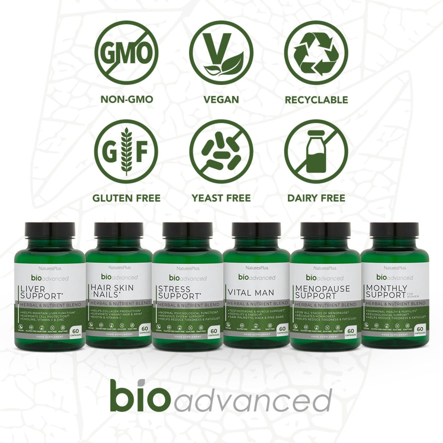 NaturesPlus BioAdvanced Liver Support - Liver Health Supplement with Turmeric, Artichoke, Milk Thistle, Dandelion, Choline and Methyl Bs - Gluten, Dairy and SOYA Free - Vegan - 60 Capsules