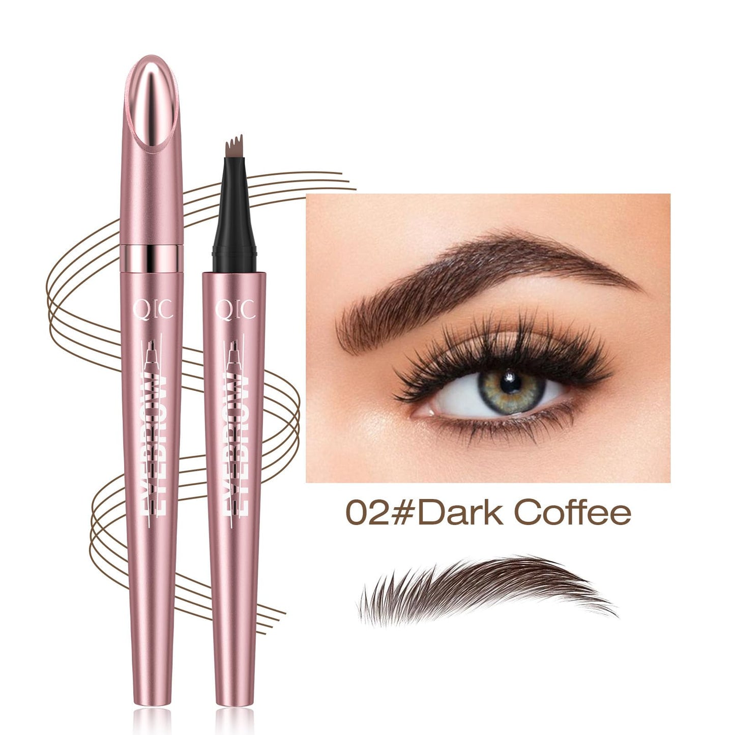 HZZYJ 2024 New Magic Eyebrow Pencil with 4 Micro-Fork Tip Long-lasting Waterproof Eyebrow Pen and Smudgeproof Brow Pen,Creates Natural Looking Defined Eyebrows(Dark Brown)