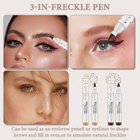 GMHLLES 4PCS Freckle Pen, Natural Lifelike Freckle Makeup Pen, Fake Freckles Waterproof and Long-Lasting for All Skin Types(Light&Dark Brown)