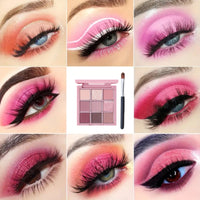 HIVETZ Pink Eyeshadow Palette,Make-Up Palettes,9 Colour Glitter Matte Eye Shadow Pallets,Shimmer Glitter Eye Shadow Pallets,Bright Eyeshadow Palettes,Makeup Eyeshadow,Long Lasting Highly Pigmented Eye Shadow