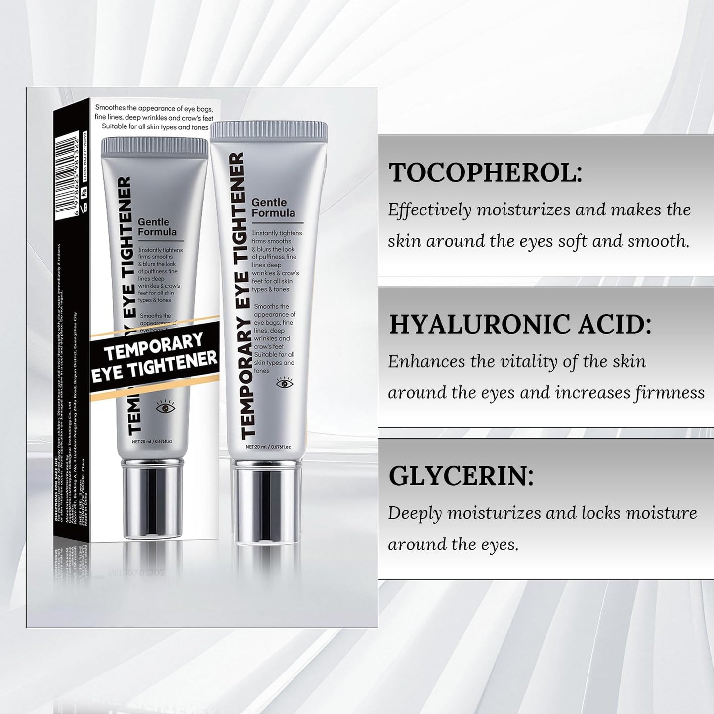 Generic Temporary Eye Tightener With Brush | Perfection Eye Tightener, EyeTightening Cream Instant, Instant EyeTightener Face Tightening Smoothing, Reduces Fine Lines Wrinkles(2PC)