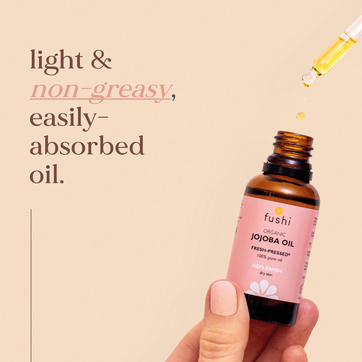 Fushi Organic Jojoba Oil 30ml Best for Skin Cleansing, Dry Skin & Dry Hair Fresh-Pressed Rich in Vitamin E Hypoallergenic Oil Ethical & Vegan Society Approved Manufactured in the UK