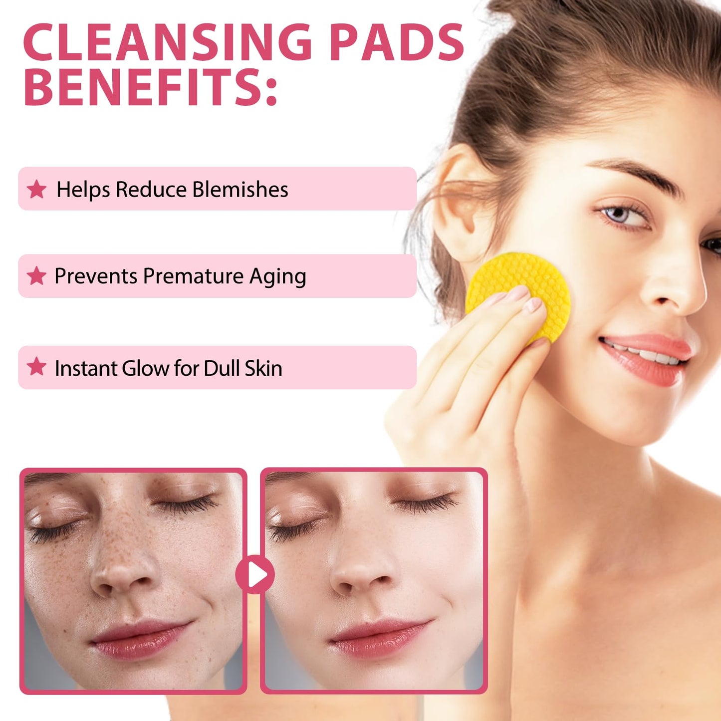 Generic Kojic Acid and Turmeric Pads,Turmeric kojic Acid Pads, Turmeric and Kojic Acid Cleansing Pads for Face, Turmeric Cleansing Pads for Dark spots, Exfoliating, Acne Scars (40 PCS)