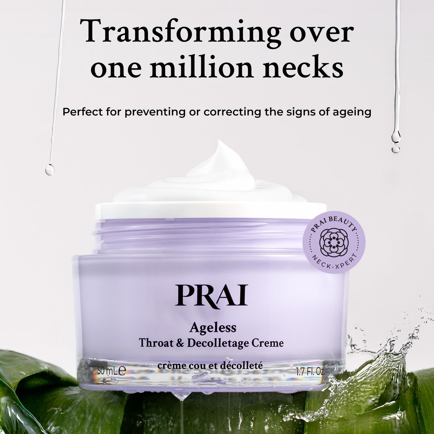 Prai PRAI Ageless Throat & Decolletage Creme 50ml - Anti-Ageing, Collagen Boosting Skincare Cream - Tightens & Firms Skin, Reduces Wrinkles - Luxury Neck Moisturiser With Hyaluronic Acid - 7 Day Results