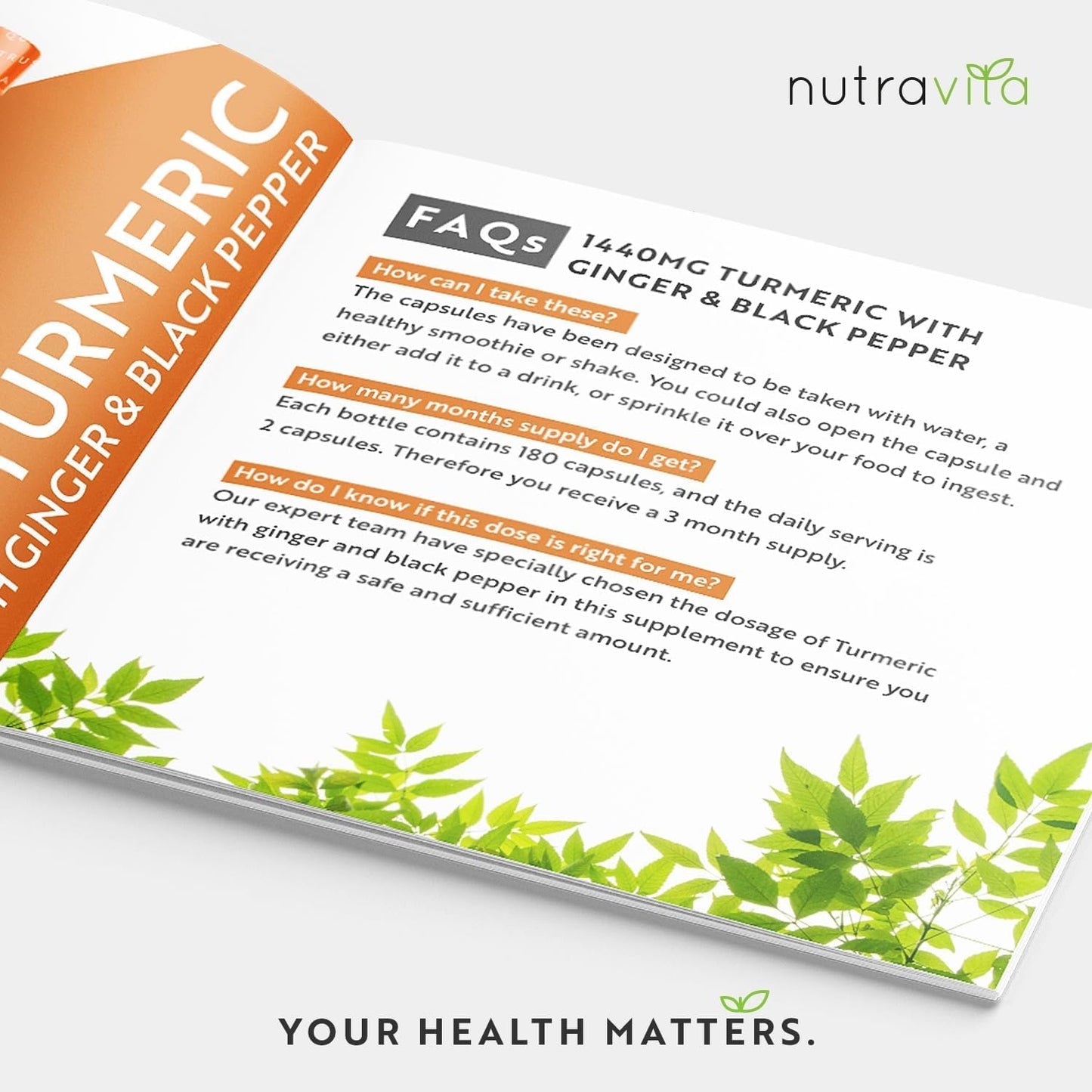 Organic Turmeric 1440mg with Black Pepper & Ginger (2 Packs of 180)- 360 Vegan Turmeric Capsules (6 Month Supply) – High Strength Organic Turmeric with Active Ingredient Curcumin - UK Made - Nutravita