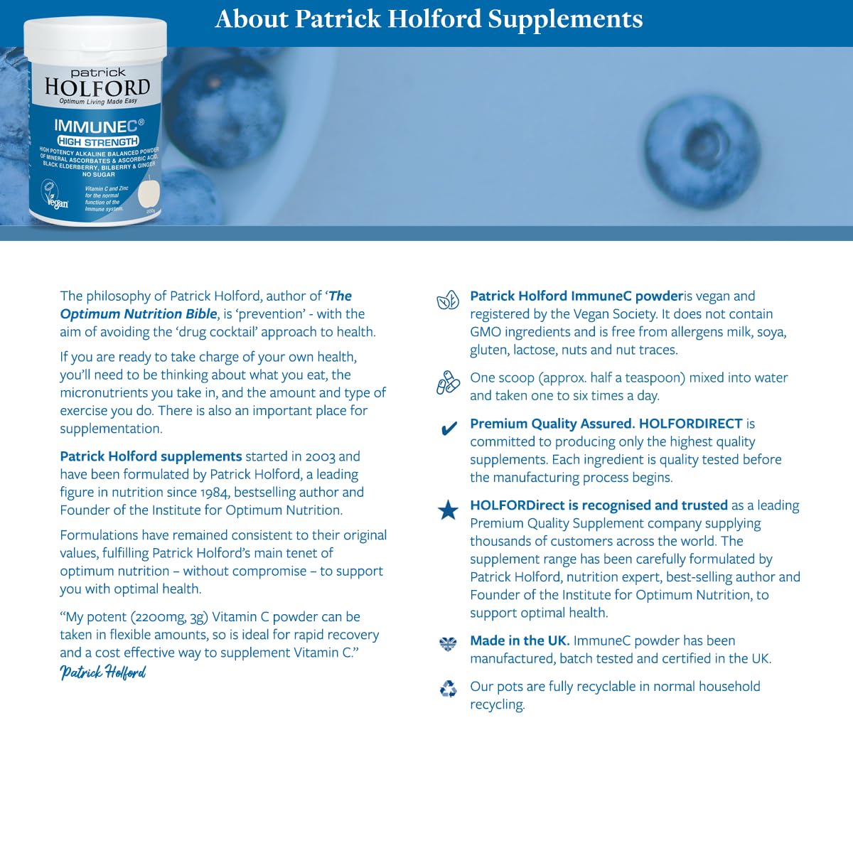 Patrick Holford ImmuneC® High Strength Powder