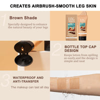 AuraBeen Waterproof Full Coverage Leg Makeup - Conceals lines and other skin concerns on mature skin - Smooth, long-lasting body makeup - No transfer formula - Light brown tone