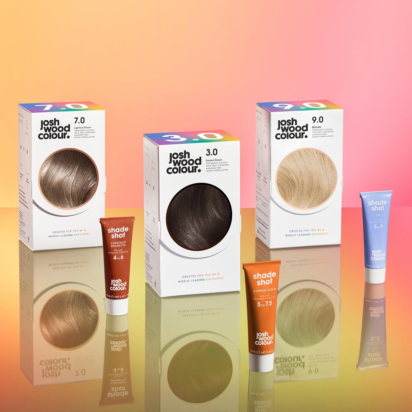 Josh Wood Colour Josh Wood Permanent Colour 8.0 and Champagne Shade Shot 6.5 to 9 Bundle- Striking Permanent Colour with Shine Complex, 100% Grey Coverage, Ammonia Free, Kind to Hair Ingredients