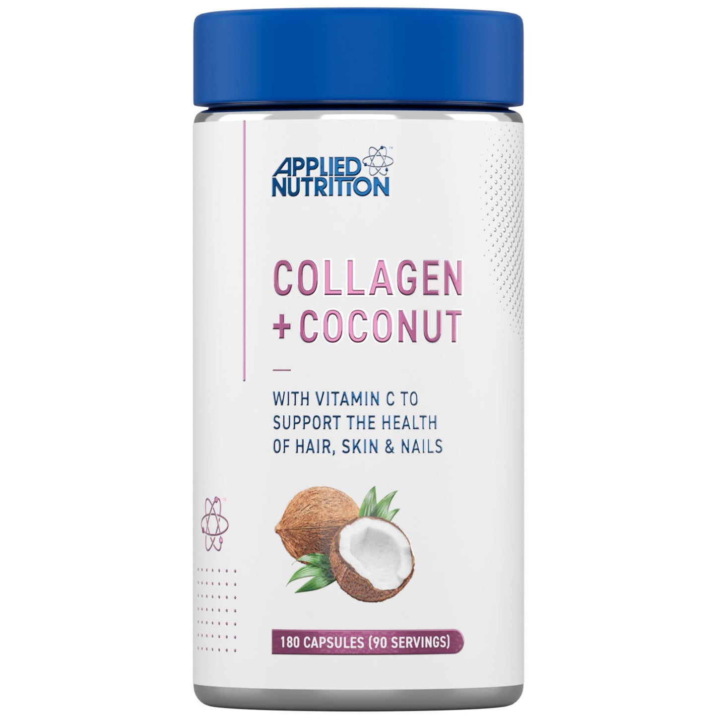 Applied Nutrition Collagen + Coconut Capsules – Marine Collagen with Vitamin C & Coconut Oil – Hair,Skin & Nails Support – Joint & Connective Tissue Health –Halal Certified –180 Capsules (90 Servings)