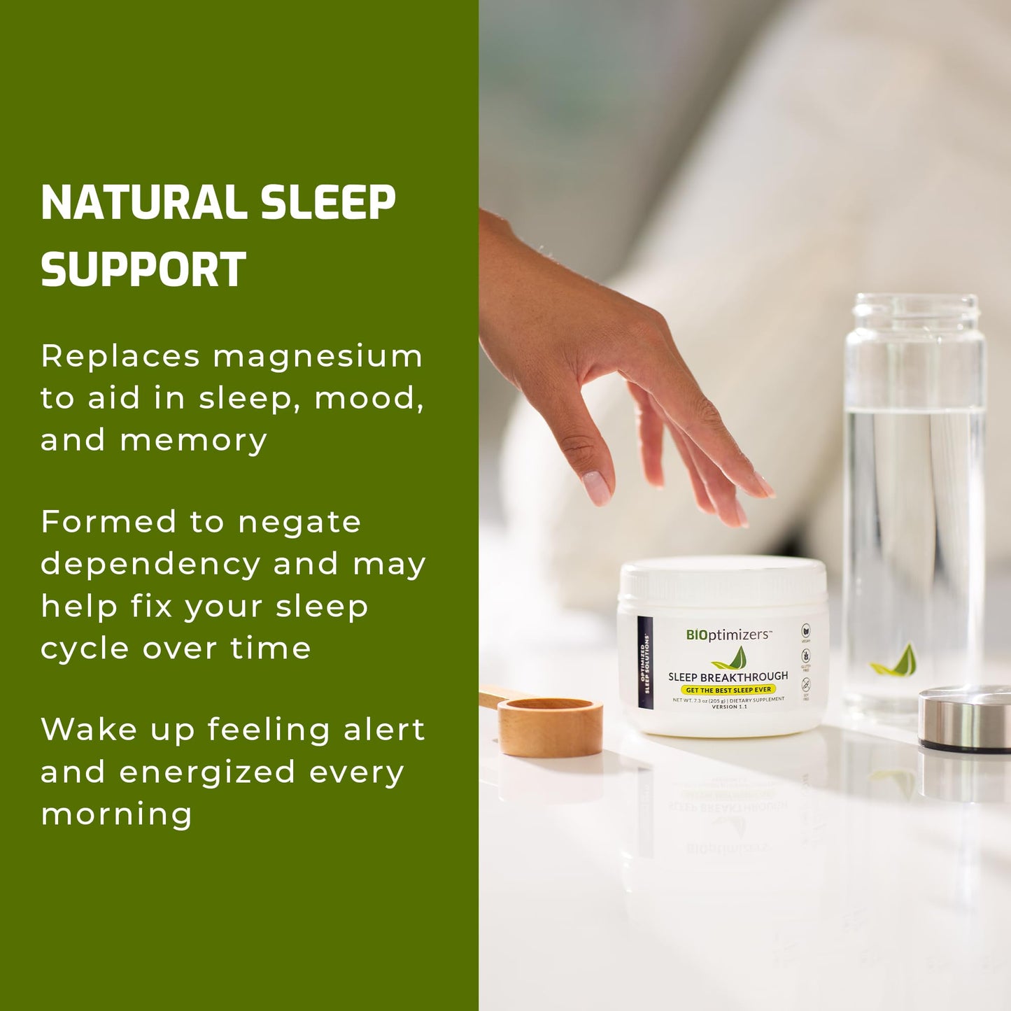 BiOptimizers Sleep Breakthrough 1.0 | Natural Powder Support Supplement, Calming Relief Aid Adults, Non Habit Forming | Tropical Dreams Flavour | 205g