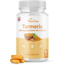 Turmeric and Black Pepper Capsules High Strength with Ginger Supplement 2500mg Equivalent - Curcumin Capsules 92%, Piperine 95%, Gingerols 5% - 60 Capsules - 2 Months Supply, 100% Vegan, GMP