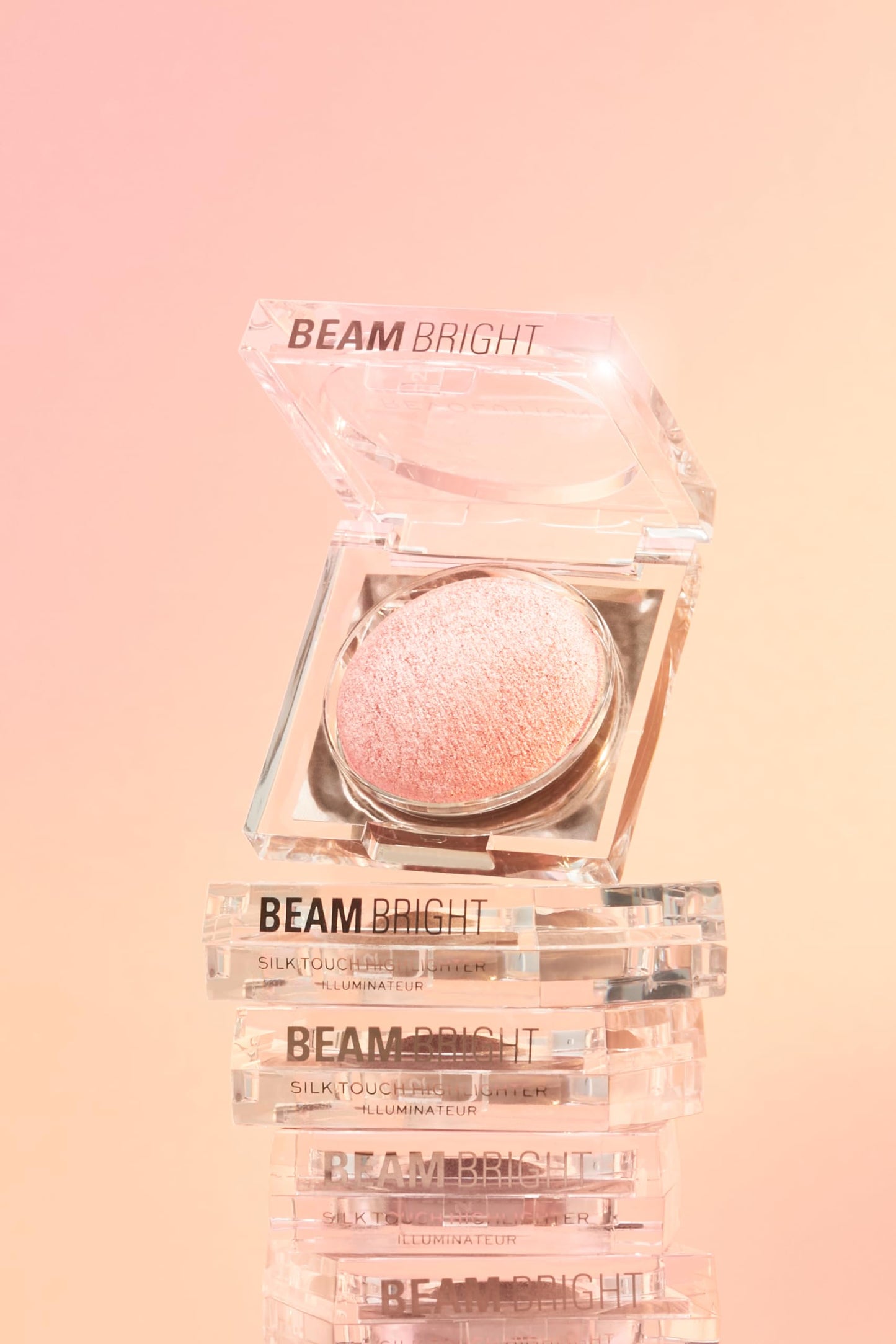 Makeup Revolution Beam Bright Highlighter, All Over Face Glow, Powder To Liquid Formula, 5 Different Shades, Pink Seduction
