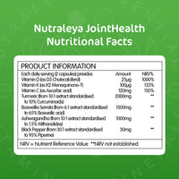 Nutraleya Joint Supplements for Men & Women (60 Capsules ) - Boswellia Serrata, Black Pepper, Ashwagandha, & Turmeric Supplement - Joint Care Supplements - Natural, Plant-Based