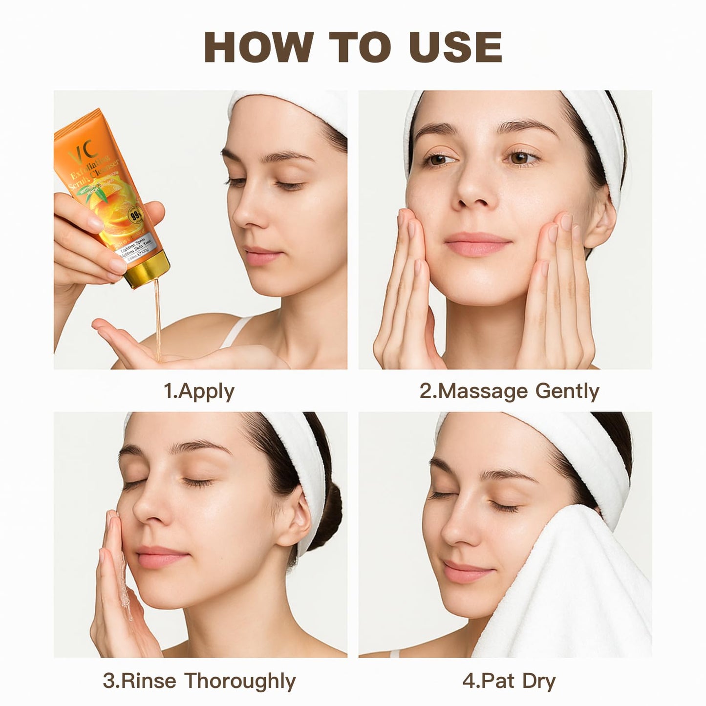 CTUBLIAUNX Exfoliating Face Wash & Scrub Cleanser for Women - Gentle Face Exfoliator with Vitamin C, Deep Cleansing & Smooth Skin, Oil-Free Daily Face Wash