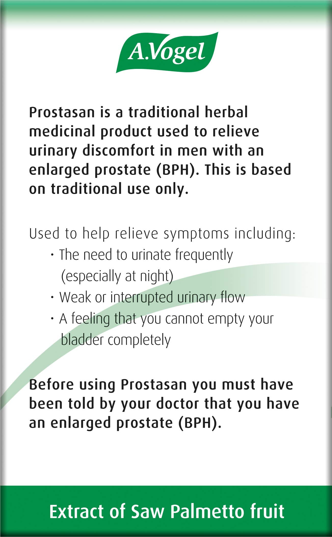 Saw Palmetto Capsules | A.Vogel Prostasan® | Relieve Urinary Discomfort in Men with BPH | Frequent Urination | Weak Flow | 3 Months Supply | 90 Capsules