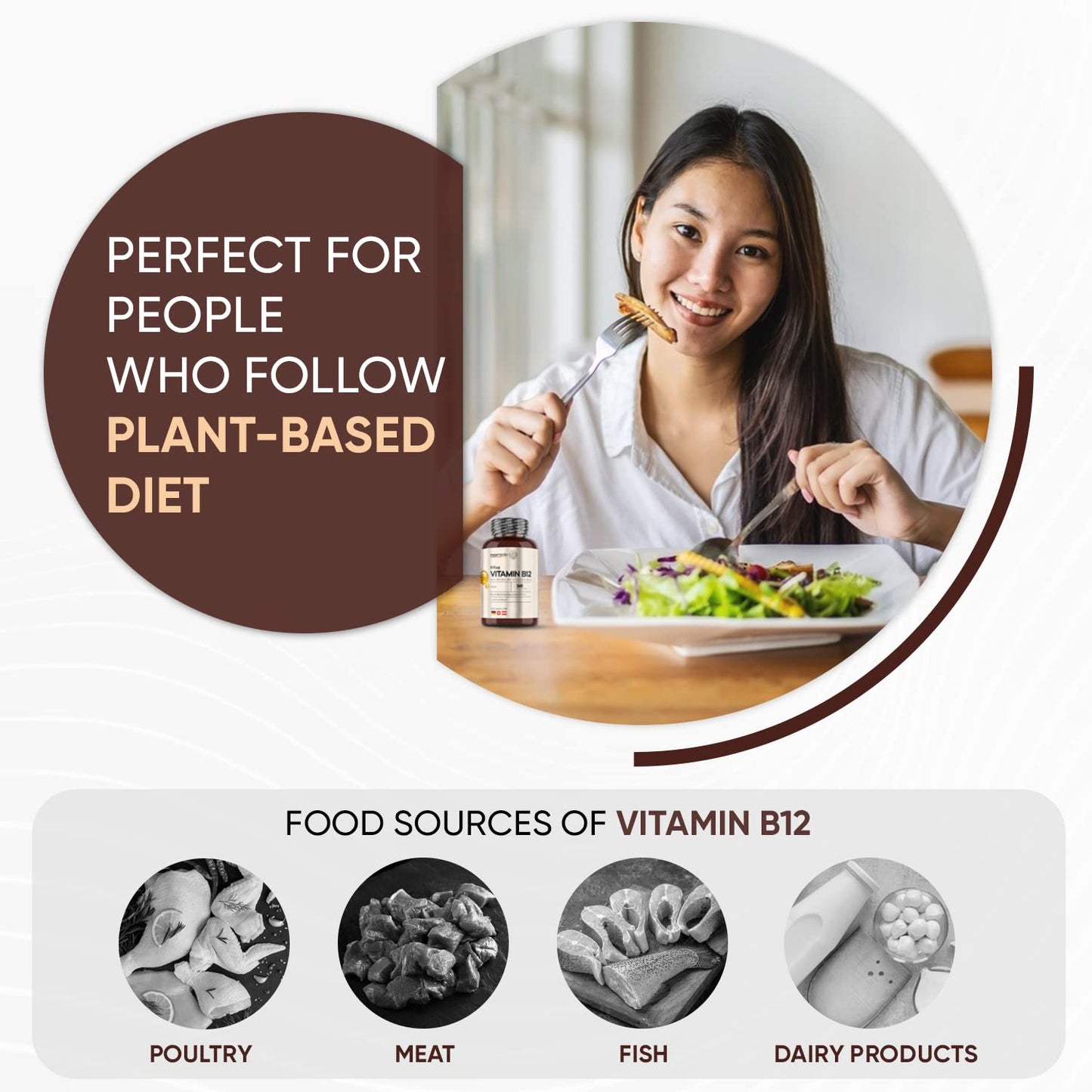 Vitamin B12 Tablets High Strength - 365 Vegan Energy Tablets (1 Year Supply) - Fatigue and Tiredness Supplements - Gluten-Free & Non-GMO Methylcobalamin B12 Supplement for Immunity - Made in The UK