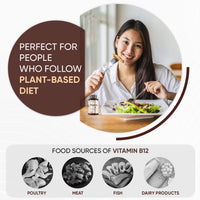 Vitamin B12 Tablets High Strength - 365 Vegan Energy Tablets (1 Year Supply) - Fatigue and Tiredness Supplements - Gluten-Free & Non-GMO Methylcobalamin B12 Supplement for Immunity - Made in The UK
