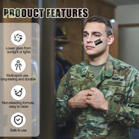 QinZiEn 3 Color Camo Dace Paint,Army Face Paint,Eye Body Face Camo Paint,Waterproof face paint,camouflage makeup,hunting accessories,face paints,body paint,camouflage face paint(Black,Brown,Green)