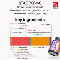 Starpowa Meno Balance | 60 Vegan Gummies | Blackcurrant Flavoured | Vitamin B6, B12 | Vegan | Gluten Free | Keto Friendly