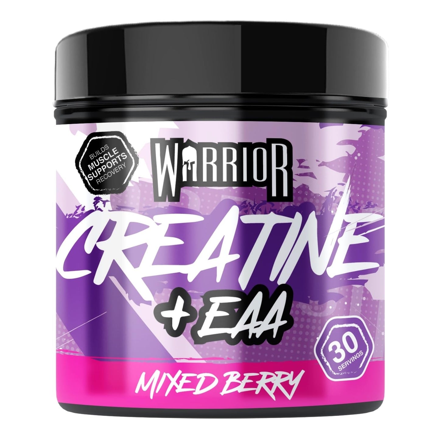 Warrior Creatine Monohydrate Plus EAA – 30 Servings Muscle Recovery & Support Formula with Performance Supplement Essential Amino Acid Powder Pre and Post Workout 270g Mixed Berry Flavour
