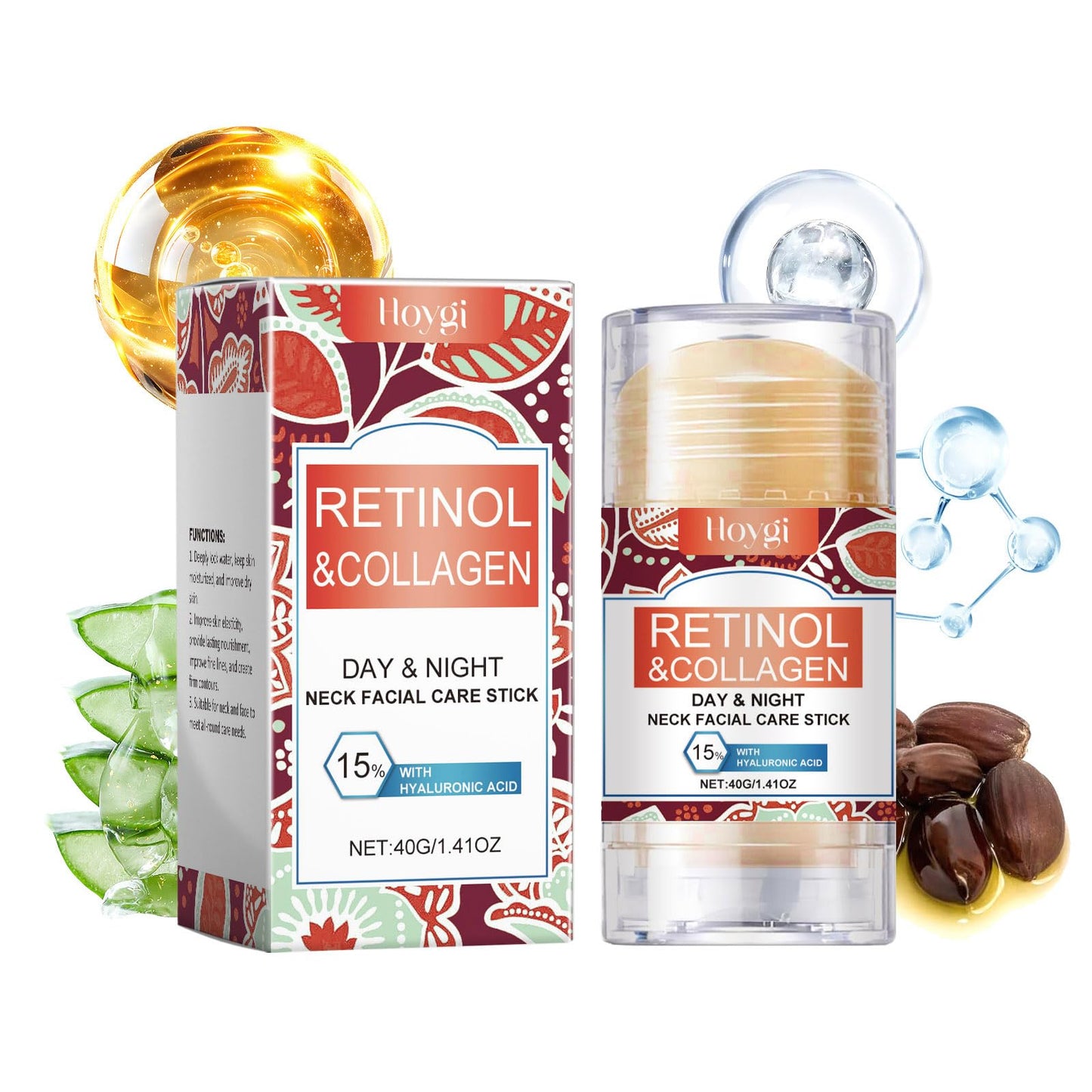 gcdat Retinol & Collagen Neck Facial Care Stick, Anti Aging Neck and Décolleté Firming Cream - Tighten and Hydrate Skin Day & Night Neck Tightening Cream Firm Repair Sagging Rejuvenates Skin - 1.41 Oz