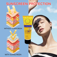 ISBEAUSOLS Sunscreen for Face&Body SPF90,Oil Free Sun Cream,Waterproof Suncream for Long Lasting Sun Protection,Moisturizing and Hydrating,Uva And Uvb Protection Spf Moisturiser,Pack of 1,50G