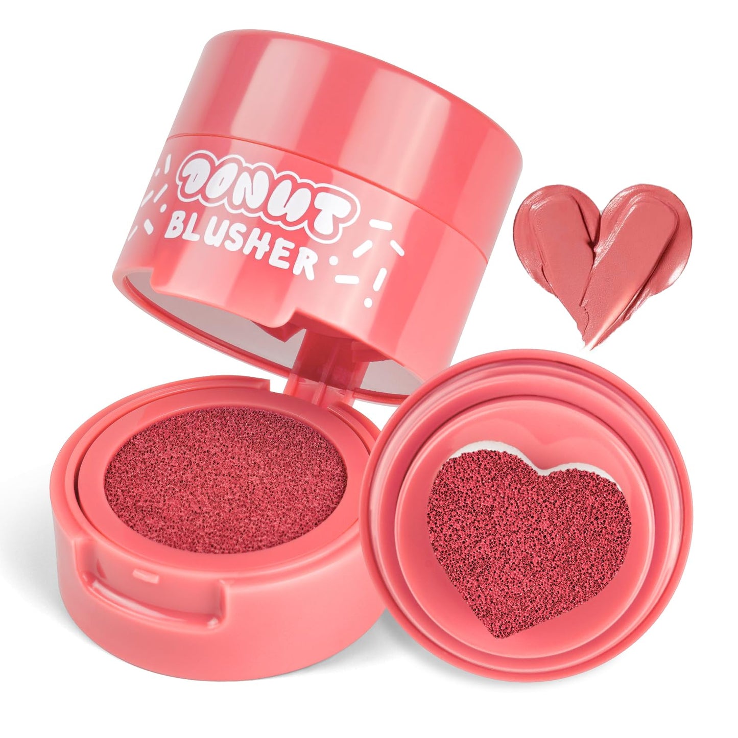 LOPHE Heart Stamp Blush, Stamp Blush with Heart Shaped Applicator, Air Cushion Blusher, Moisturizing Cheek Tint Blushers for Cheeks Make Up, Natural-Look Cheek Tint Set Long Lasting Makeup (#02)