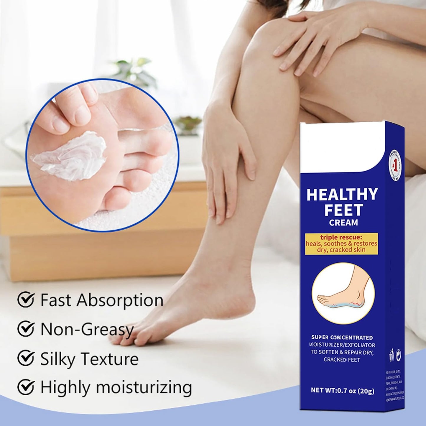 DMQ Cracked Heel Repair Cream, Healthy Feet Cream, Foot Cream for Cracked Heels and Dry Skin, Feet Hard Skin Remover, Instantly Boosts Moisture Levels, Creates a Protective Layer