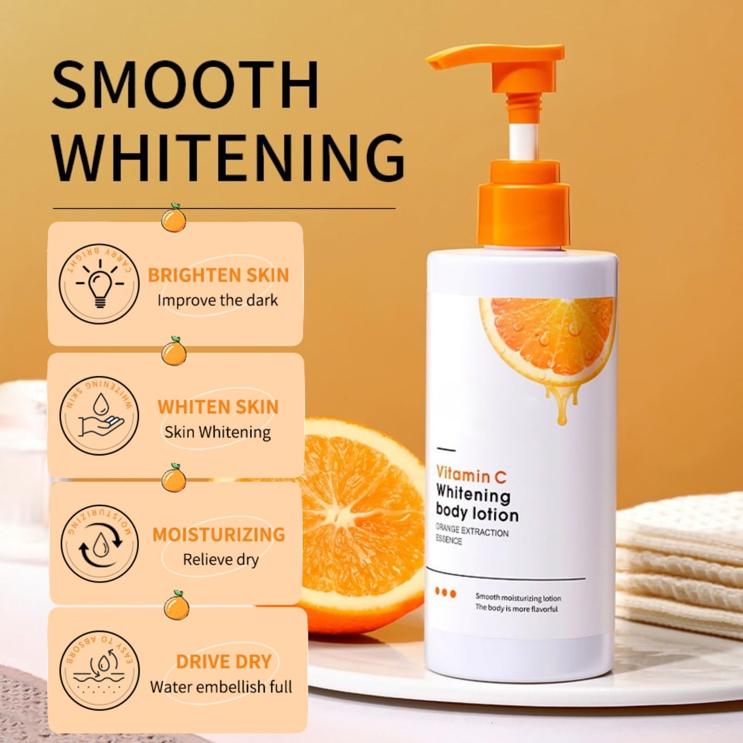Vitamin C Body Lotion – Brightening & Hydrating Body Moisturiser – Vitamin C Cream for Uneven Skin Tone – Smooth, Radiant & Nourished Skin – Daily Body Care for Dry & Dull Skin 300ml