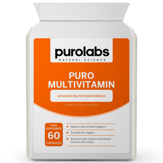 Multivitamins & Minerals Supplement - 34 Essential Nutrients - Daily Multivitamin Tablets for Men & Women - 60 Vegan Capsules - Made in The UK by Purolabs