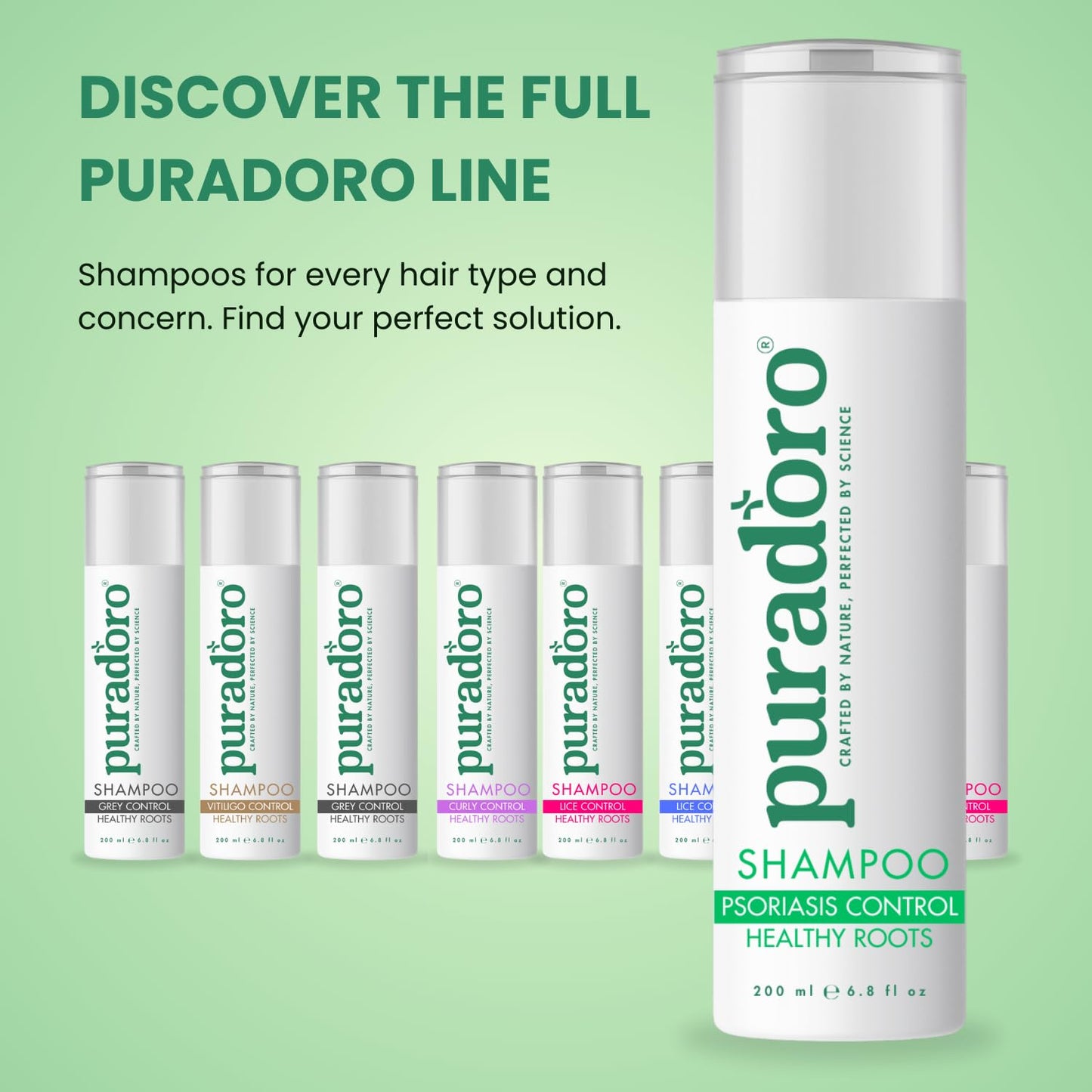 Puradoro Psoriasis Control & Healthy Roots Shampoo – Soothes Itchy, Flaky Scalp with Tea Tree, Aloe Vera, Reduces Redness & Flaking, For Men & Women