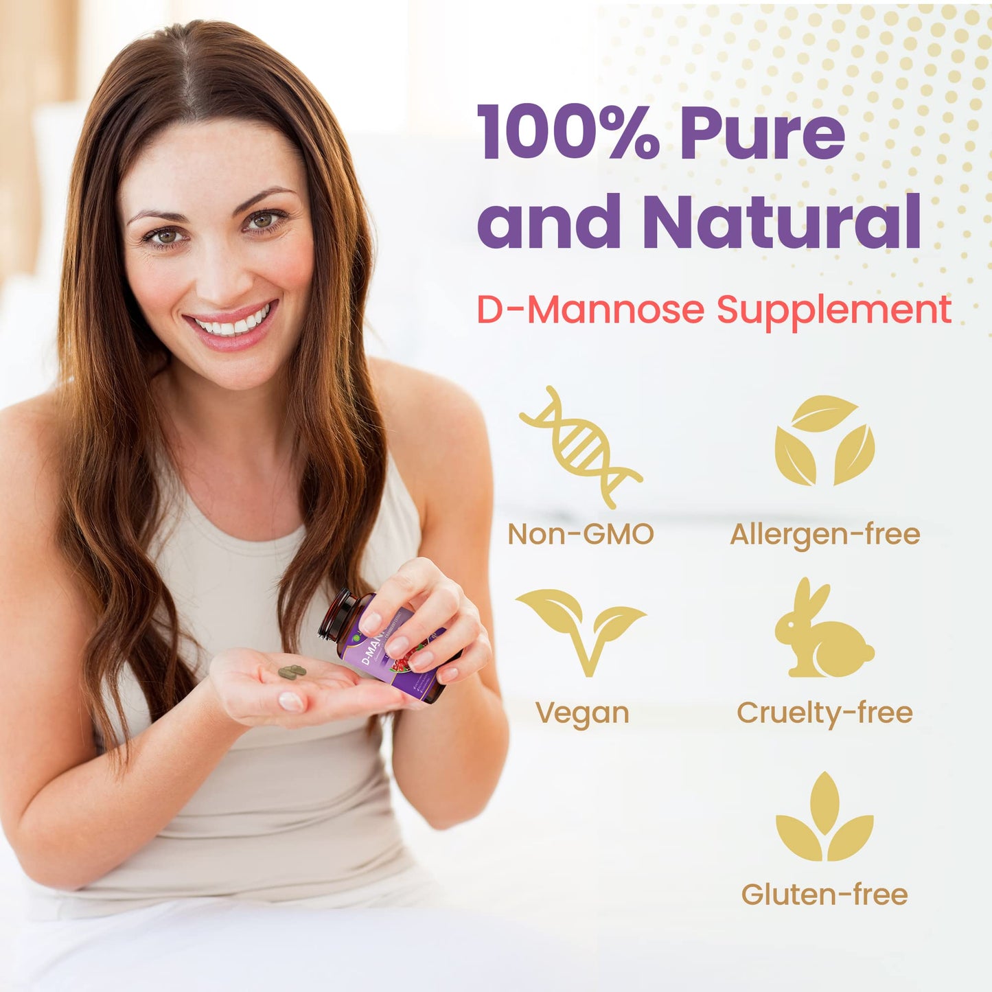 JeaKen - D Mannose, Rich in C, E, B and K Vitamins Women and Men Need, D Mannose Powder with Cranberry Capsules High Strength for Good Urinary Tract Health, Promotes Wellness, 60 Vegan Capsules