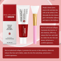 ExcellaElite 2 PCS Real Collagen Fit Mask, Collagen Night Mask Collagen Mask Collagen Wrapping Mask with 2 Mask Brushes Deep Hydration for Elasticity Moisturizing Glowing Glass Skin