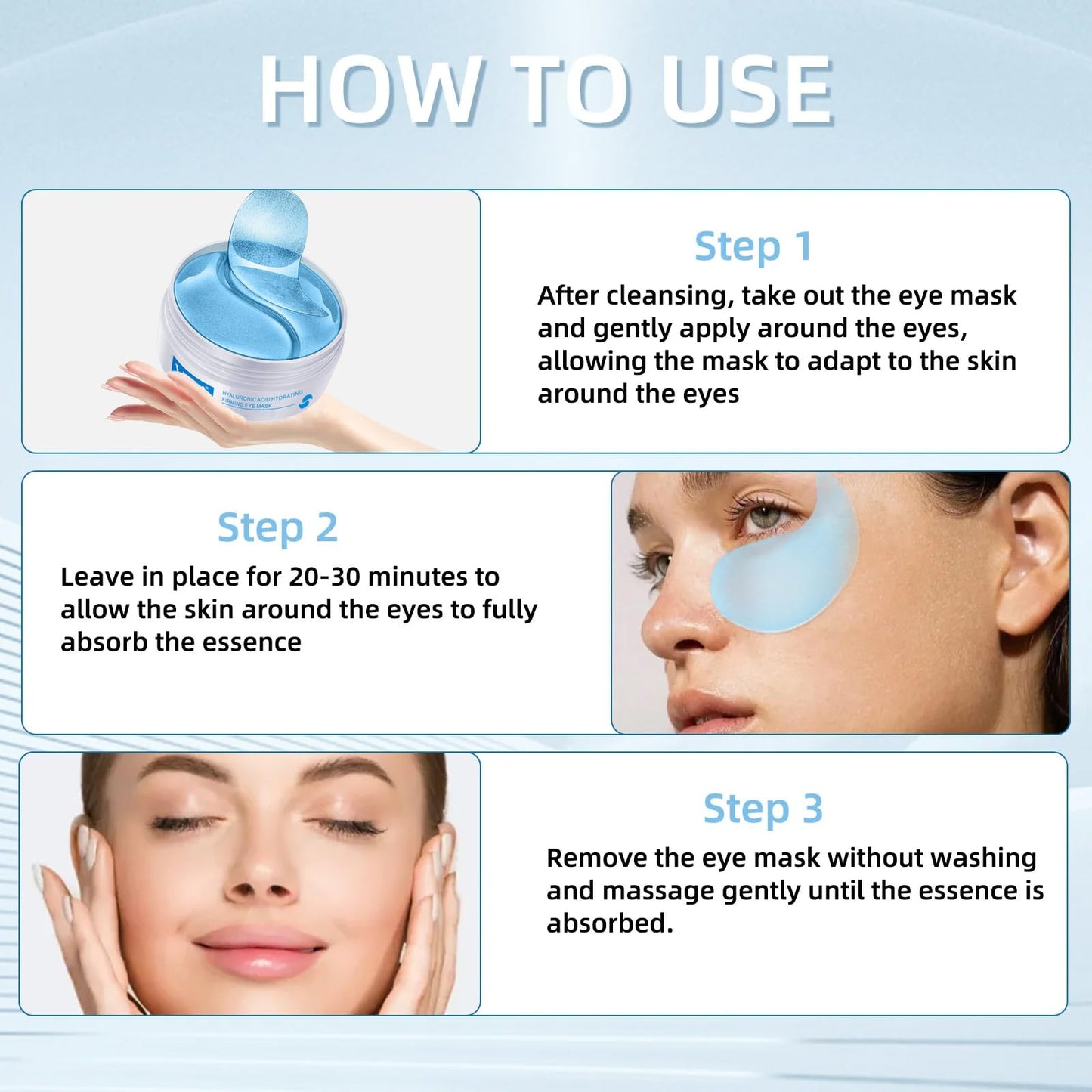 NLFOX Under Eye Mask - Hyaluronic Acid Under Eye Patches - Collagen Moisturizing Eye Masks Skincare for Puffy Eyes - Dark Circles Hydrating Anti-aging - Revitalize,Eye Gel Pads for All Skin Types