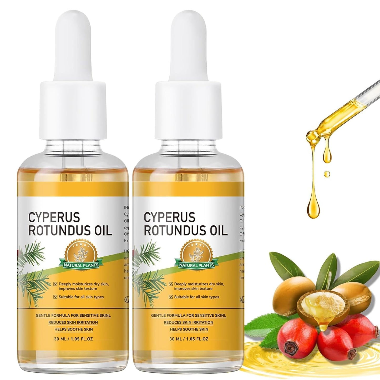 FunnAura 2 Pcs Cyperus Rotundus Oil, Organic Hair Removal Care Oil for Moisturizing and Soothing