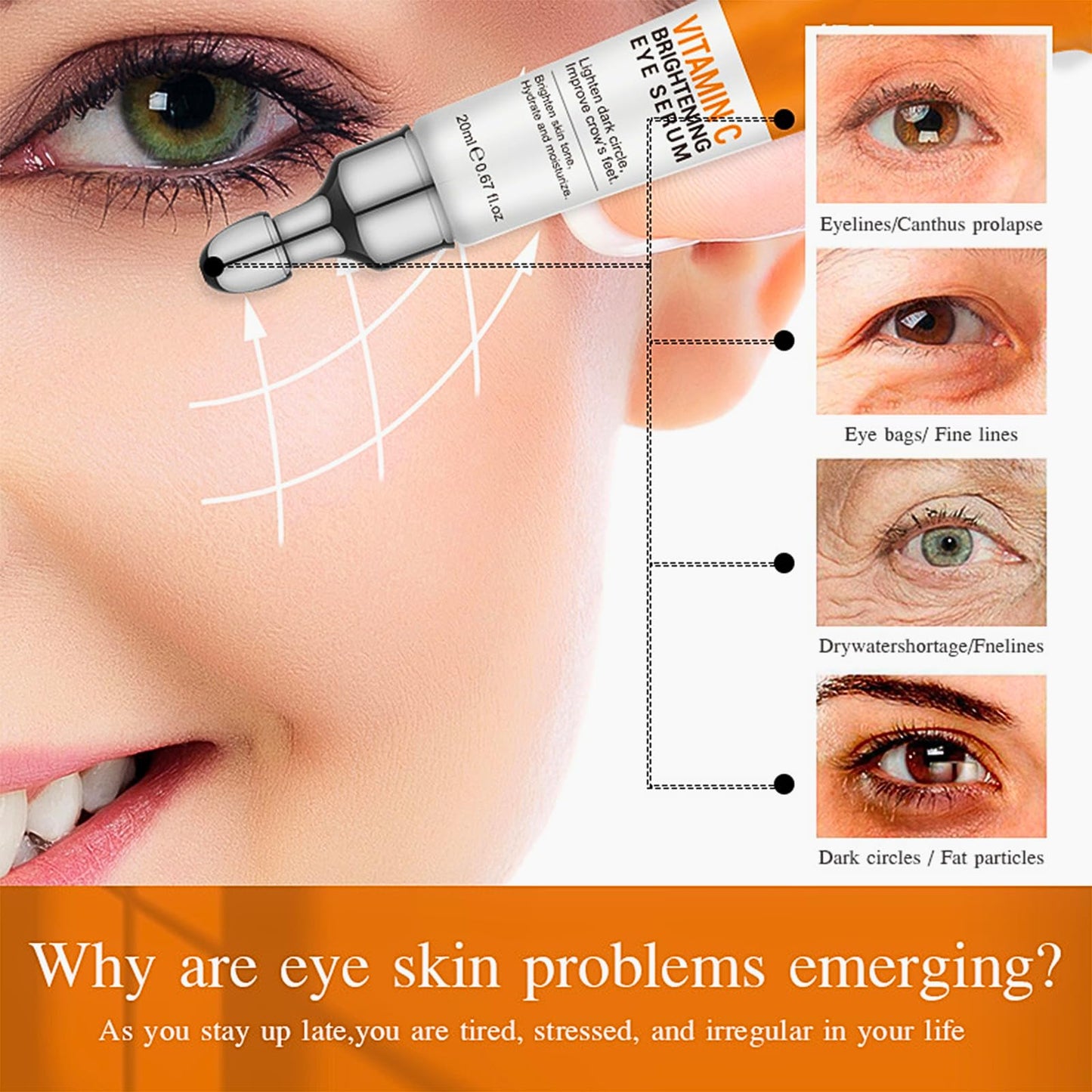 Eye Cream For Dark Circles, Vitamin C Eye Cream For Dark Circles And Puffiness, Anti Wrinkle Eye Cream, Vitamin C Eye Bag Cream For Women/Men, Brightening Eye Cream Anti Aging, Eye Care Products