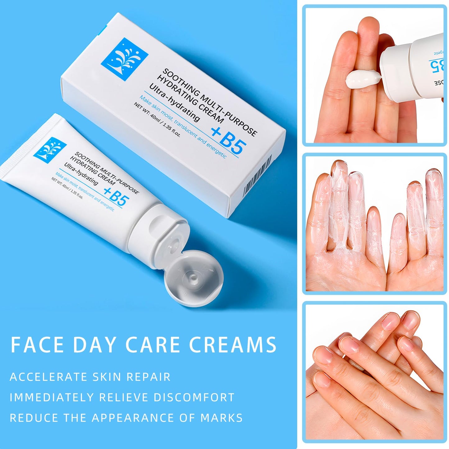 Generic Repair Face Cream, B5 Repairing Balm for Sensitive Skin, Anti Redness and Deep Hydration, Skin Barrier Repair Cream for Dry and Irritated Skin, Soothing Moisturiser for Women and Men (40ml)