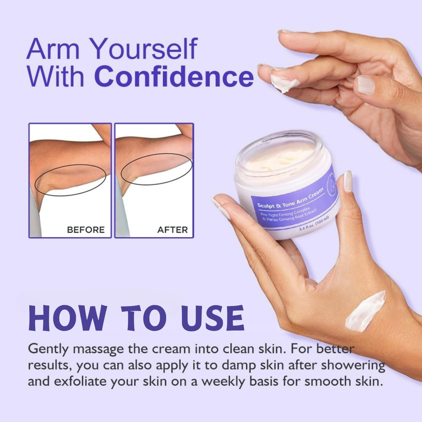 Cureluxe Sculpt & Tone Arm Cream,Firming Cream for Loose Skin,Skin Tightening Cream Body,Skin Firming Body Cream for Arm,Leg,Belly,Body Firming Cre-am for The Look Of Crepey Texture On Arms,Smooth & Nourish